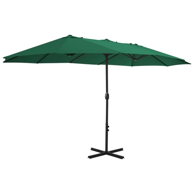vidaXL - Parasol - met - aluminium - paal - 460x270 - cm - groen