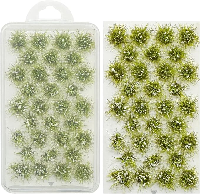 Static Grass Forest Model met 32PCS Kunstgras en Witte Bloemenclusters voor Modelbouw en Spoorwegdecoratie