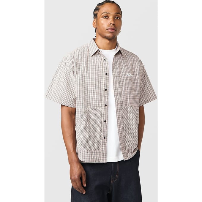 XLARGE Check Short Sleeve Shirt, beige