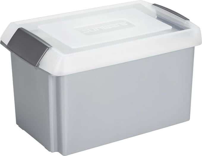 Sunware opslagbox - 51 liter - grijs - 59 x 39 x 29 cm - met afsluitbare extra hoge deksel