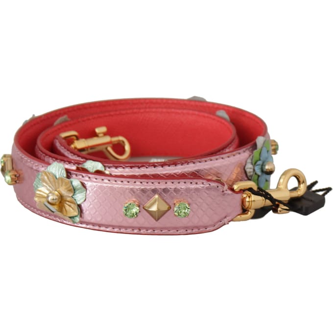 Dolce & Gabbana Elegante Metallic Roze Leren Schouderriem voor Dames