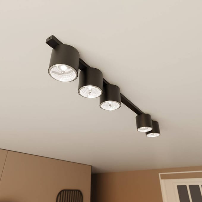 EMIBIG LIGHTING Plafondlamp Nano, zwart, 5-lamps, metaal