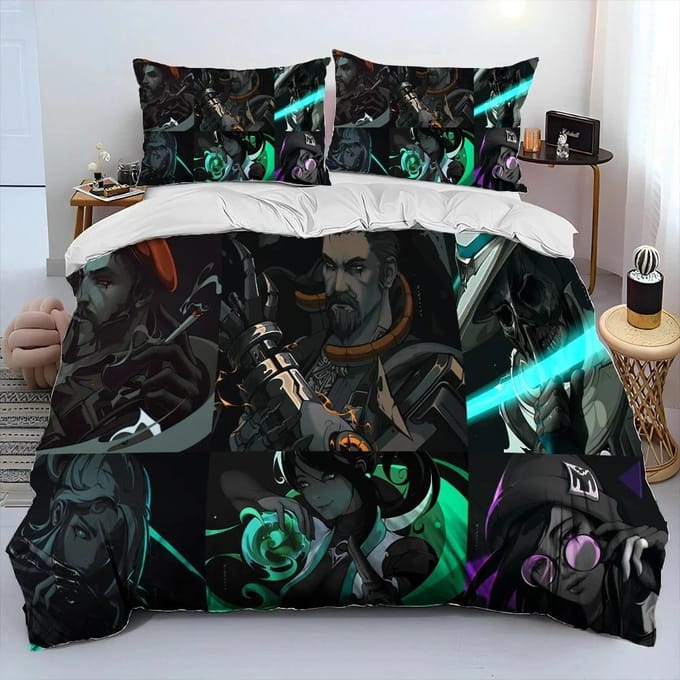 Parure de lit 3D Valorant Gamer avec housse de couette et taie d'oreiller pour garçon 70x133cm 2pcs
