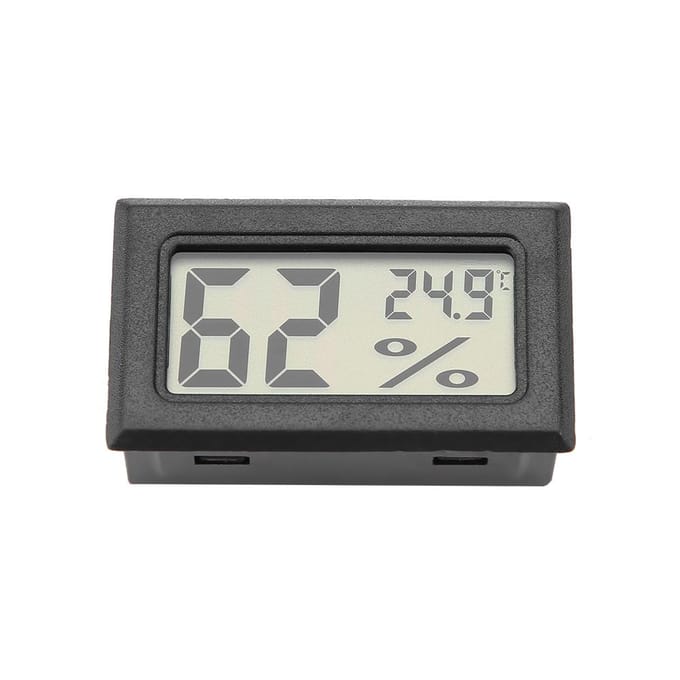 Ingebouwde digitale hygrometer, thermometer, vochtigheids- en temperatuurmonitor met ingebouwde sonde, zwart gray