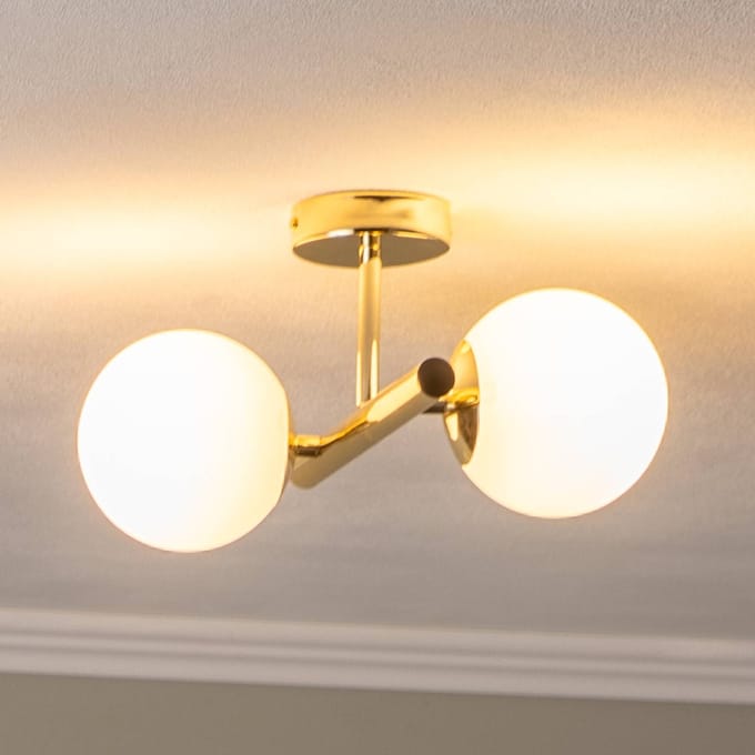 Domiluce Plafondlamp Linea, goud, 2-lamps