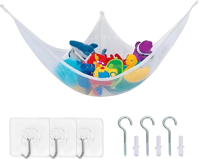 Speelgoedhangmat - Opberger - Knuffels Opbergen - Groot Gaasnet - 120x180cm - Wit