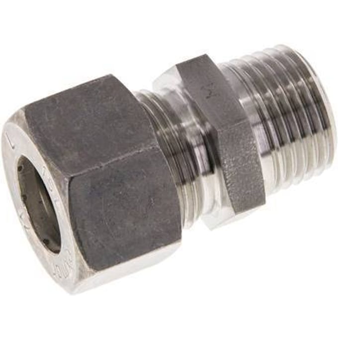 15L & R1/2'' RVS Rechte Knelfitting Buitendraad 315bar ISO 8434-1