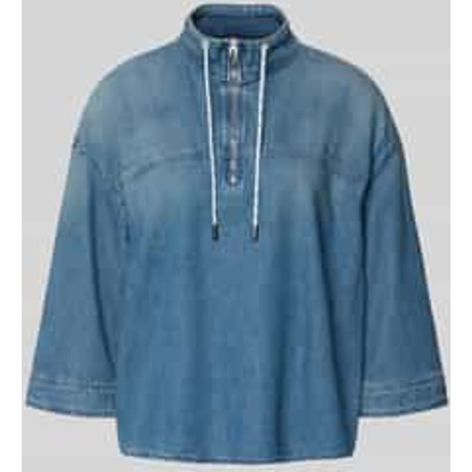 Jeansshirt met opstaande kraag en ritssluiting