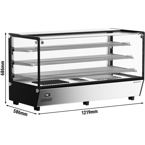 GGM Gastro Warmhaltevitrine - 1219mm - 1,8 kW - mit 3 Ablagen Zilver