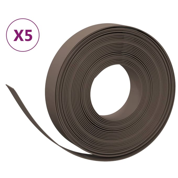 vidaXL - Tuinranden - 5 - st - 10 - m - 10 - cm - polyetheen - bruin