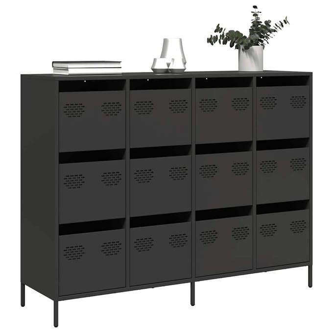 vidaXL - Dressoir - 135x39x103,5 - cm - koudgewalst - staal - zwart