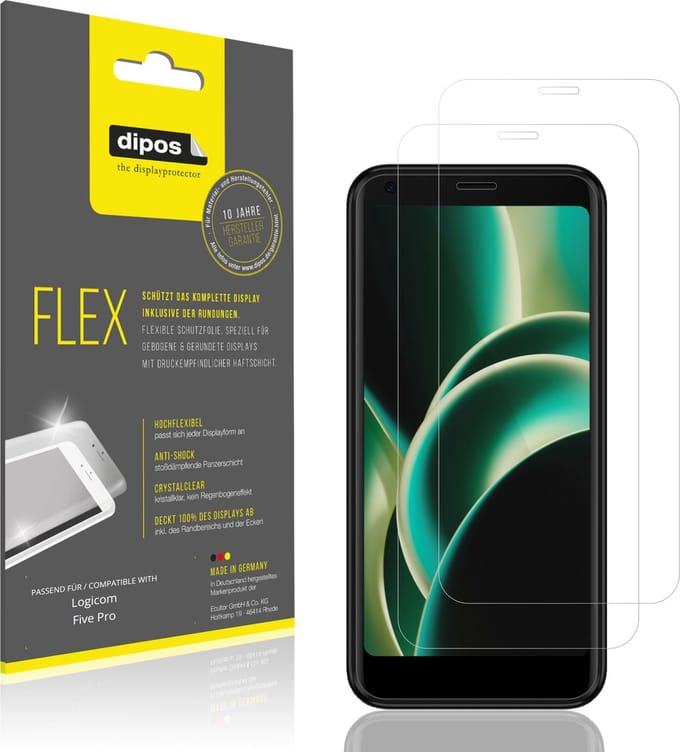 dipos – 2x Beschermfolie geschikt voor Logicom Five Pro | 3D Full Cover Screenprotector | 100% Passend