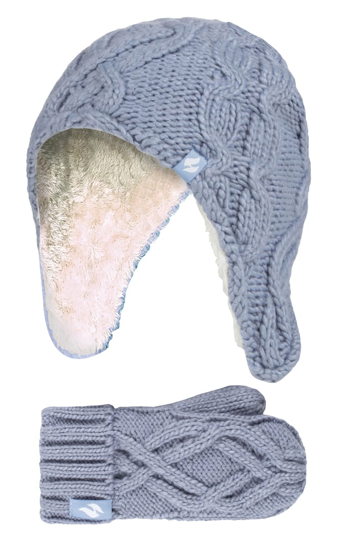 Heat Holders Meisjes Majestueuze Trapper Hat Mitts Set - Stoffig Blauw