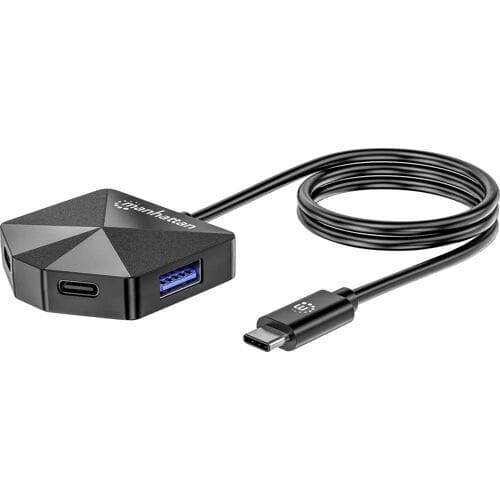 Manhattan 4-Port USB 3.0 Type-C / Type-A Combo Hub 2x2 181150 USB-hub 2 + 2 poorten USB-C, USB-A USB 3.0 5 GBit/s Met USB-C stekker Zwart