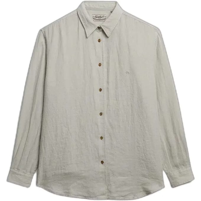 Superdry Premium Linen Slim Overhemd Met Lange Mouwen Beige M Vrouw
