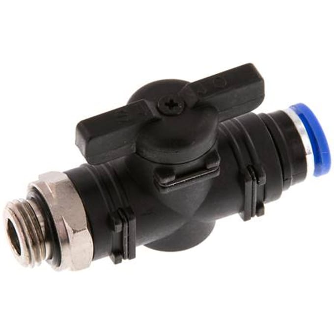 8 mm - G1/4'' Kunststof/Messing rechte 2-Weg Kogelkraan