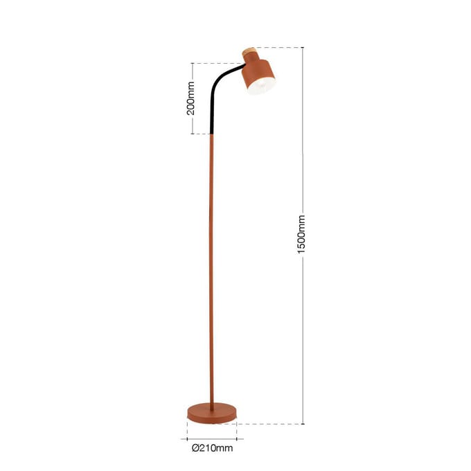 ORION Vloerlamp Gili, staal, koraalrood, hoogte 150 cm, E27