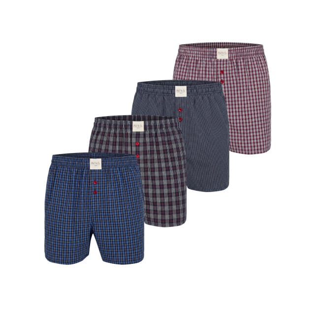 Phil & Co Heren Wijde Boxershorts Mulitpack 4-Pack Blauw - Maat M