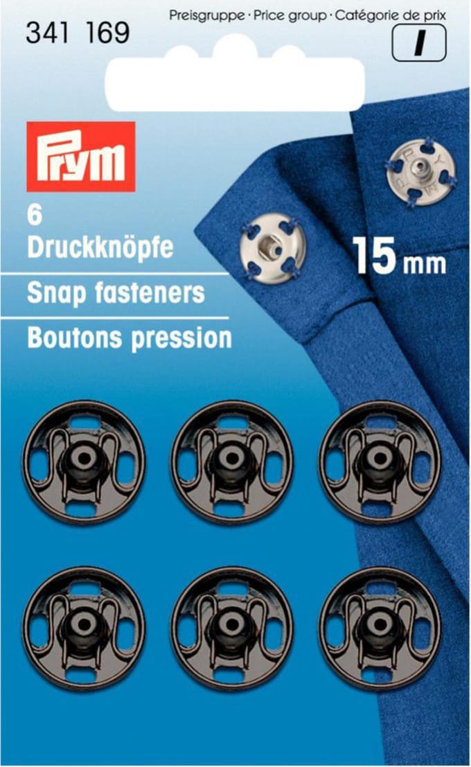 Prym Aannaai drukknopen 6 stuks 15 mm zwart