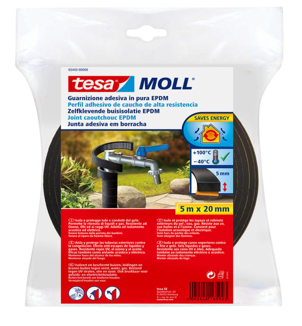 Tesa - Moll - 05443 - buisisolatie - 20mmx5m - zwart