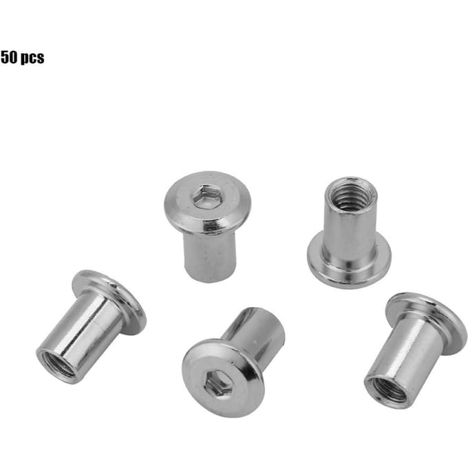 Verzinkt Nikkel Platte Moeren Zeskantmoer Ronde Kop Huls Meubels(M6*15 50 STUKS)
