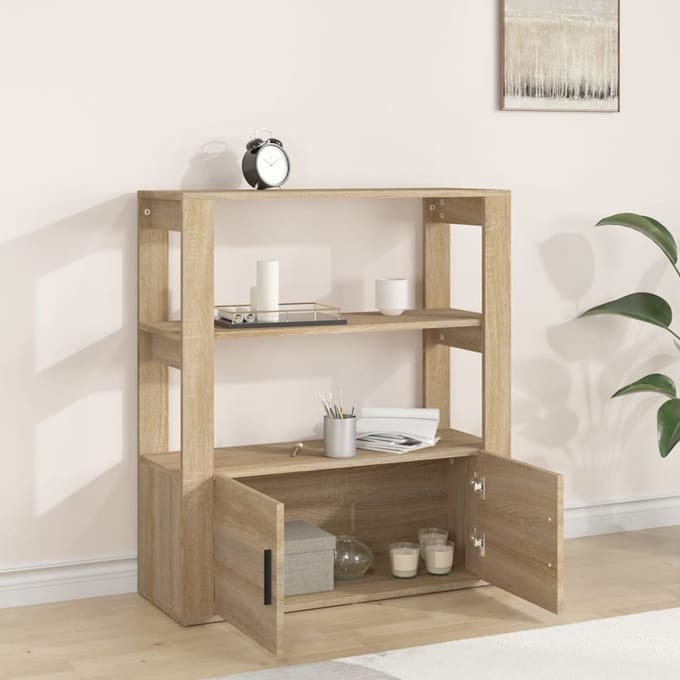 vidaXL - Dressoir - 80x30x90 - cm - bewerkt - hout - sonoma - eikenkleurig