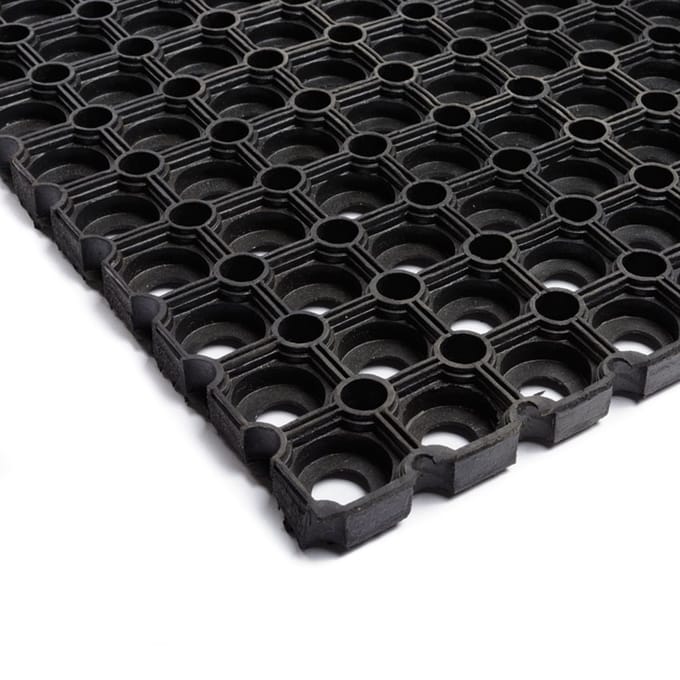 Rubbermat - Rubber ringmat - 100x50cm - Dikte 23mm - Deurmat rubber - 2 stuks