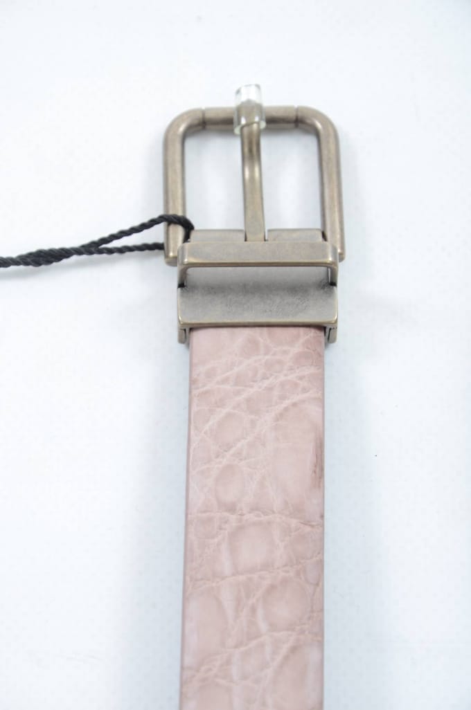 Dolce & Gabbana Mannen Beige Exotisch Huid Goud Gesp Leren Riem