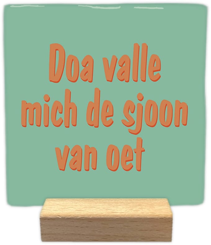 Goeike - Keramische decoratie tegel - incl. houten presenteerblok