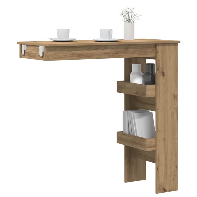 vidaXL - Bartafel - wandgemonteerd - 102x45x103,5 - cm - bewerkt - hout - artisanaal
