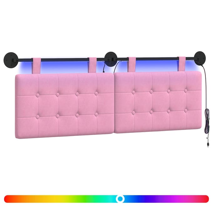 vidaXL - Hangend - hoofdbord - Met - LED-verlichting - Roze - Stof