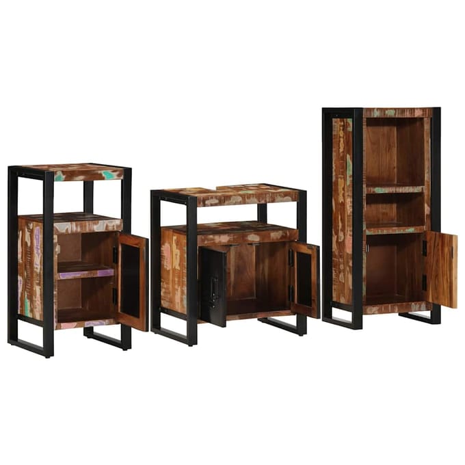 vidaXL Badkamermeubel Set met lade 3 pcs Massief Gerecycleerd Hout