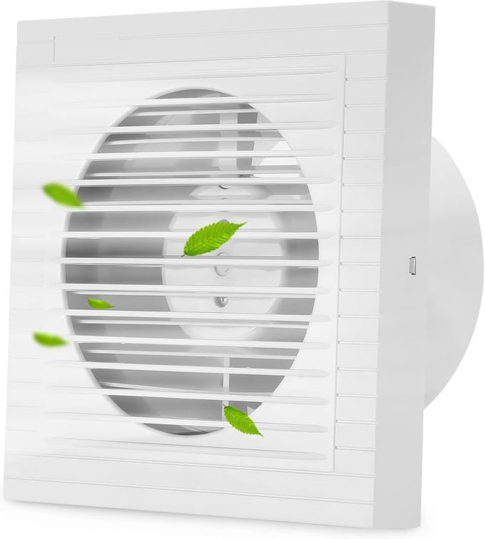 Badkamerventilator - Afvoerventilator Wandventilator - Vochtige Ruimtes Ventileren - Stille Werking - 150 mm - Wit