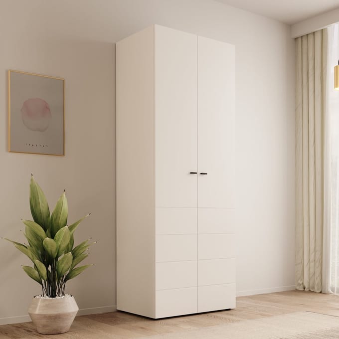 Meubella - Nouran - Kledingkast 2-deurs - Wit - 79x52x208 cm