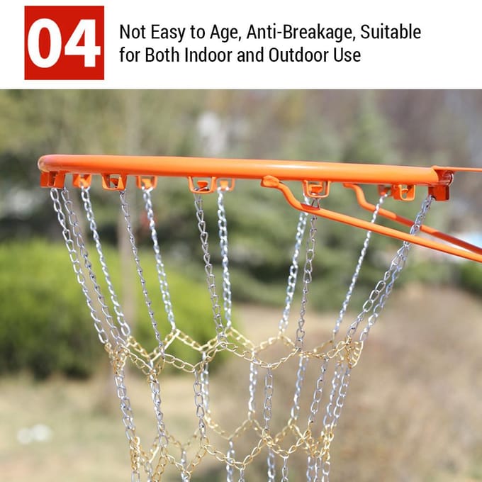 Heavy Duty basketbalkettingnetvervanging, gegalvaniseerd ijzeren mandnet zilver/goud