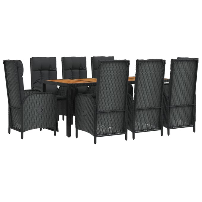 vidaXL - 9-delige - Tuinset - poly - rattan - zwart