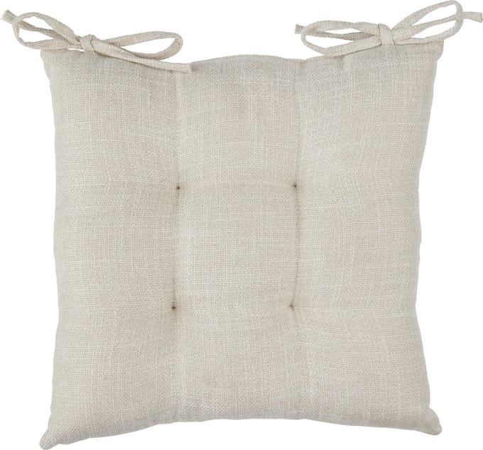 Atmosphera Stoelkussen Clem 38x38cm - Met 2 lintjes - 100% polyester - Beige Linnen