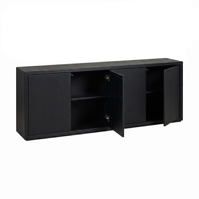Chester Dressoir Zwart Eikenhout | 4 Deuren | Luxe Design | Push-to-Open