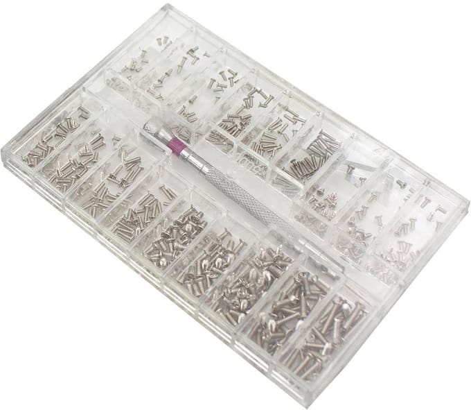 500 Stuks Micro Schroeven M1.2 M1.4 M2 Platte Kop Voor Brillen met Schroevendraaier Set en Accessoires