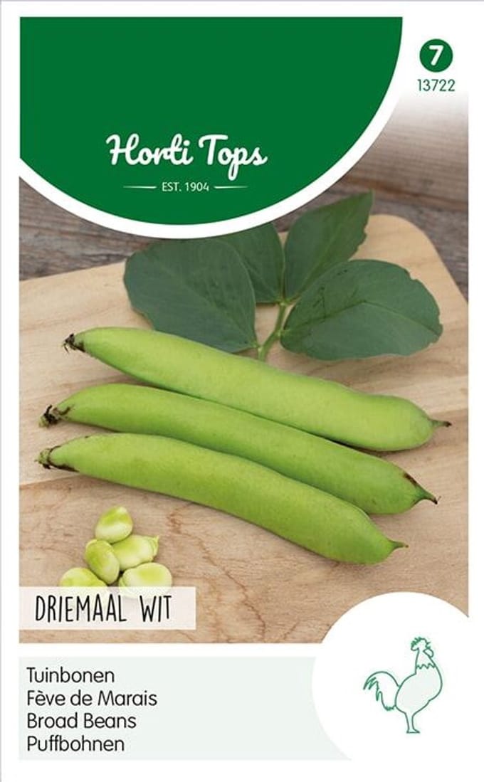 Hortitops Zaden - Tuinbonen driemaal wit 250 gr