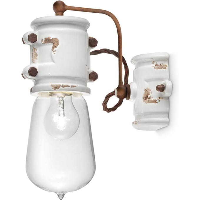 Ferroluce Witte wandlamp Nicolo in vintage stijl