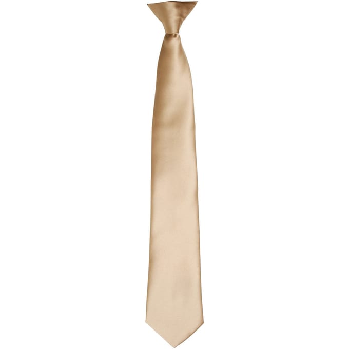 Premier Kleuren Heren Satin Clip Tie (Khaki)