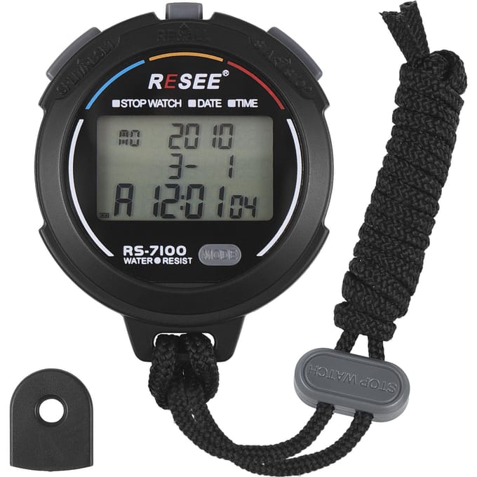 Digitale stopwatch voor sporttrainers, atletiektrainers, nauwkeurige timing tot op 1/1000 seconde met aftelling zwart