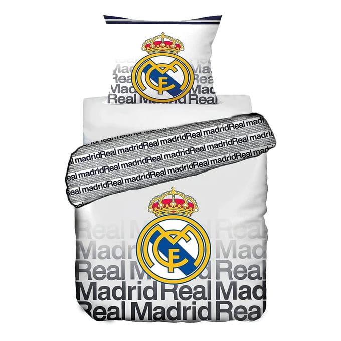Real Madrid C.F. Dekbedovertrek - Eenpersoons - 140x200 cm - Wit