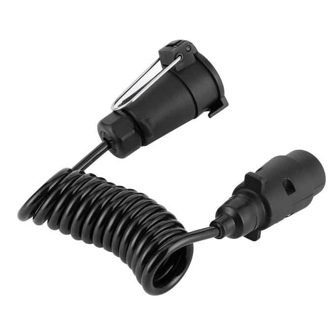 2m Veerkabel 7-pins Aanhangerstekker Stopcontact Adapter Bedradingsconnector voor Caravan black