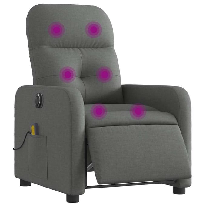 vidaXL - Massagestoel - elektrisch - verstelbaar - stof - donkergrijs