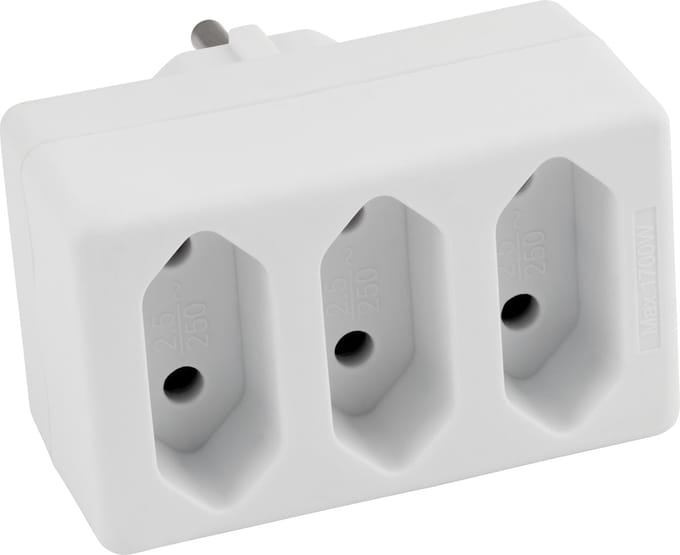 McPower Doorvoerstekker - 3 Euro stopcontacten - Splitter - Wit