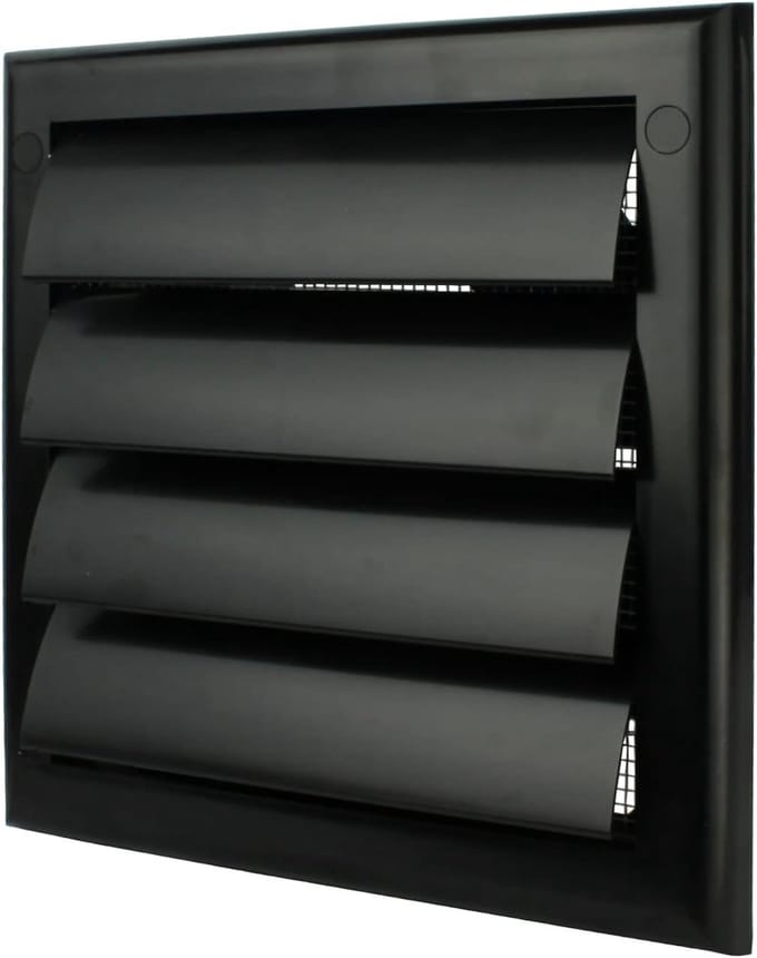 Zwart Ventilatiemasker met Lamellen en Insectenwering - Ø 100 mm