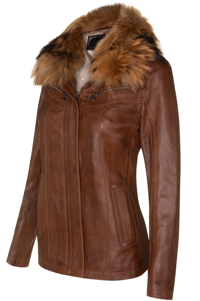 Dames slim fit leren parkerjack-Millom