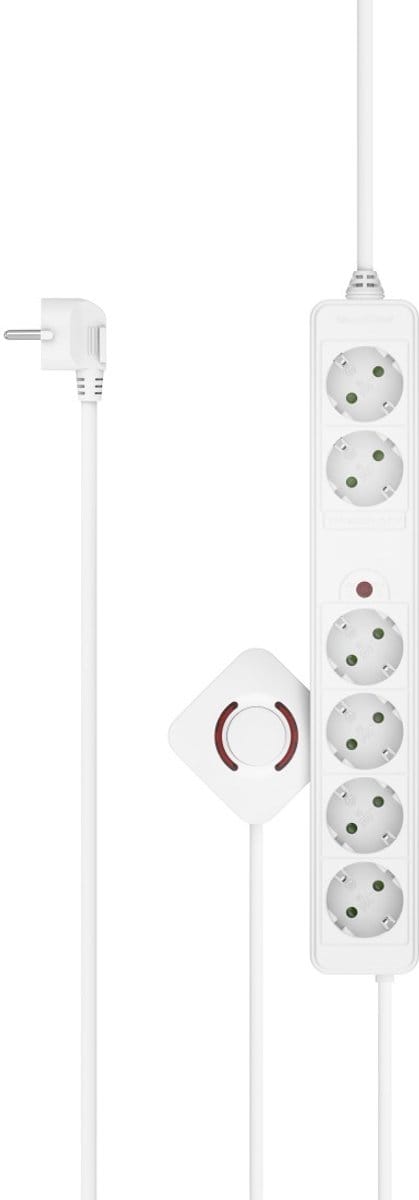 Hama Stekkerdoos - 6-voudig - 3m kabel - met voetschakelaar - Wit